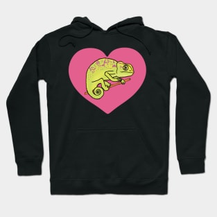 Pink Heart Colorful Chameleon for Chameleon Lovers Hoodie